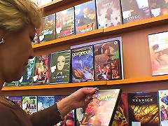 Sexy Blonde Mature Fucks Him In The Video Store
