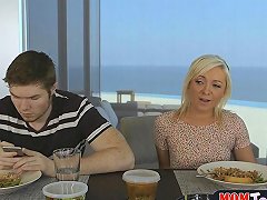Mom Eats Out Teen Girlfriends Pussy During Family Lunch